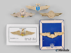 Germany, Peru, Venezuela, International. Lot Of Five Air Force Badges
