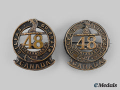 Canada, Cef. A 48Th Highlanders Of Canada Collar Badge Pair