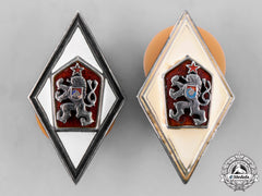 Czechoslovakia, Socialist Republic. A Set Of Military Academy Graduation Badges, By Zukov