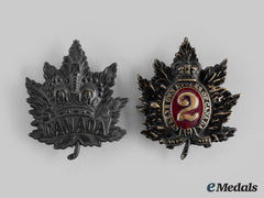 Canada, Dominion. Two Victorian Era Cap Badges