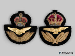 United Kingdom, Canada. King's Crown And Queen's Crown Air Force Officer's Cap Badges