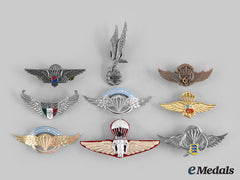 Argentina, Cambodia, Estonia, Korea, Mexico, Peru, Poland, Thailand. Lot Of Nine Parachutist Badges