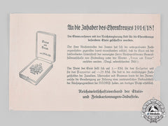 Germany, Third Reich. An Announcement Of The Introduction Of Official Cases For The Hindenburg Cross, C. 1935