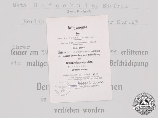 germany,_luftwaffe._a_wound_badge_in_black_document_to_female_flak_helper,1944_m20_067m19_17413