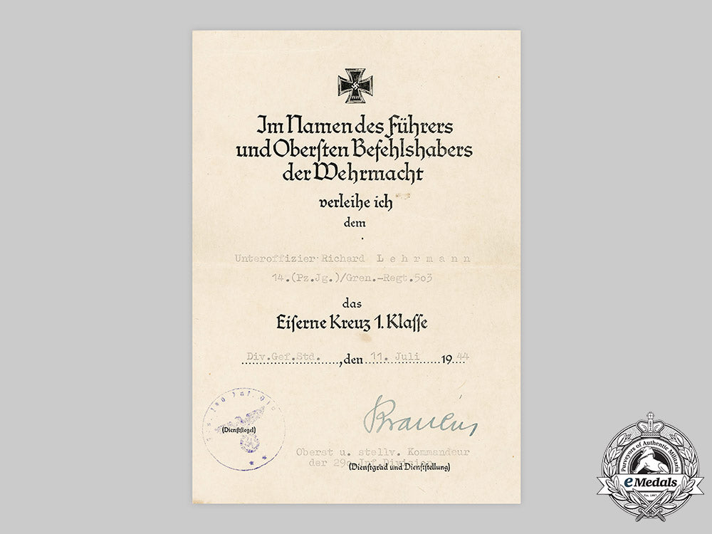 germany,_heer._an_extensive_lot_of_award_documents_to_unteroffizier_richard_lehrmann,_grenadier-_regiment503_m20_1232m19_17412
