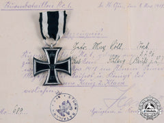Germany, Imperial. A 1914 Iron Cross Ii Class With Document, To Corporal Max Soll