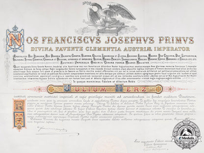 austria,_imperial._a_large_order_of_the_iron_crown_iii_class_knight’s_cross_certificate_in_latin_to_bank_director,1885_m20_1353_mnc3445
