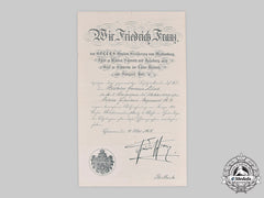Germany, Imperial. A Mecklenburg Military Merit Cross Ii Class Document To Musketeer Hermann Mund, 1918