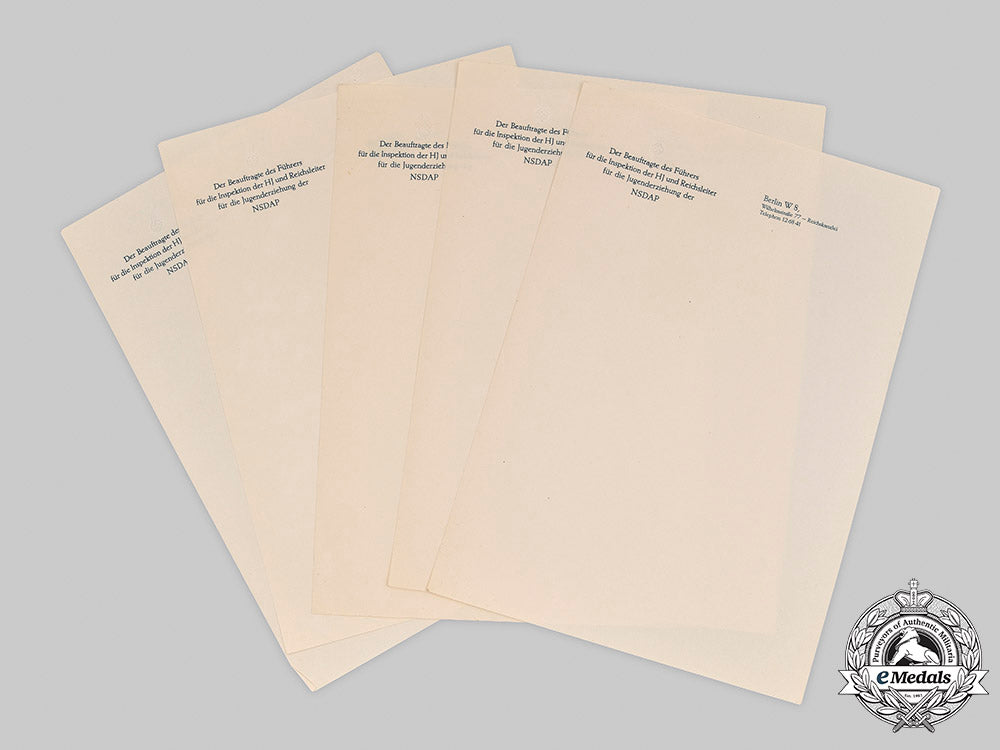 germany,_hj._five_unused_sheets_of_note_paper_from_the_office_of_baldur_von_schirach_m20_1471_mnc0040_1
