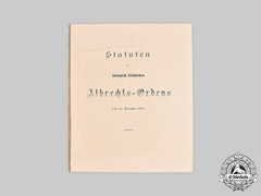 Saxony, Kingdom. The Statutes Of The Royal Albert Order, 1876