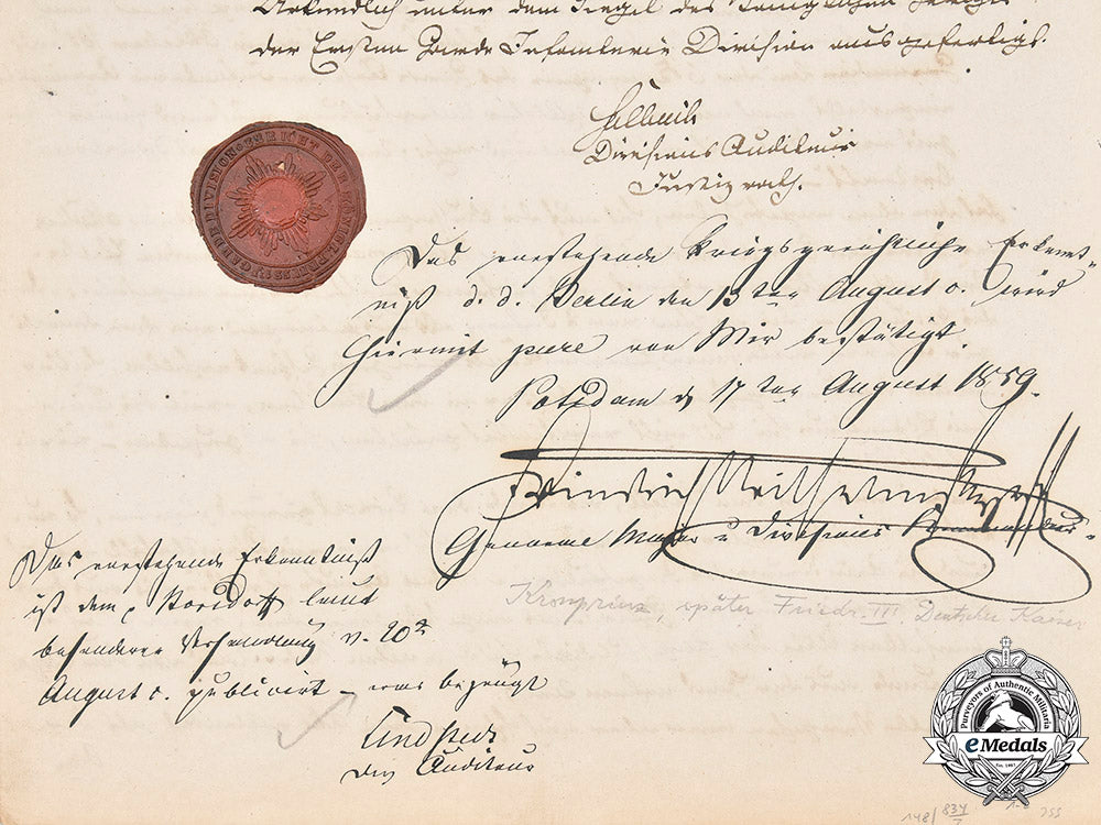 germany,_imperial._a_berlin_guard_infantry_regiment_document_signed_by_crown_prince_friedrich_iii,1859_m20_1493_mnc2705_1_1