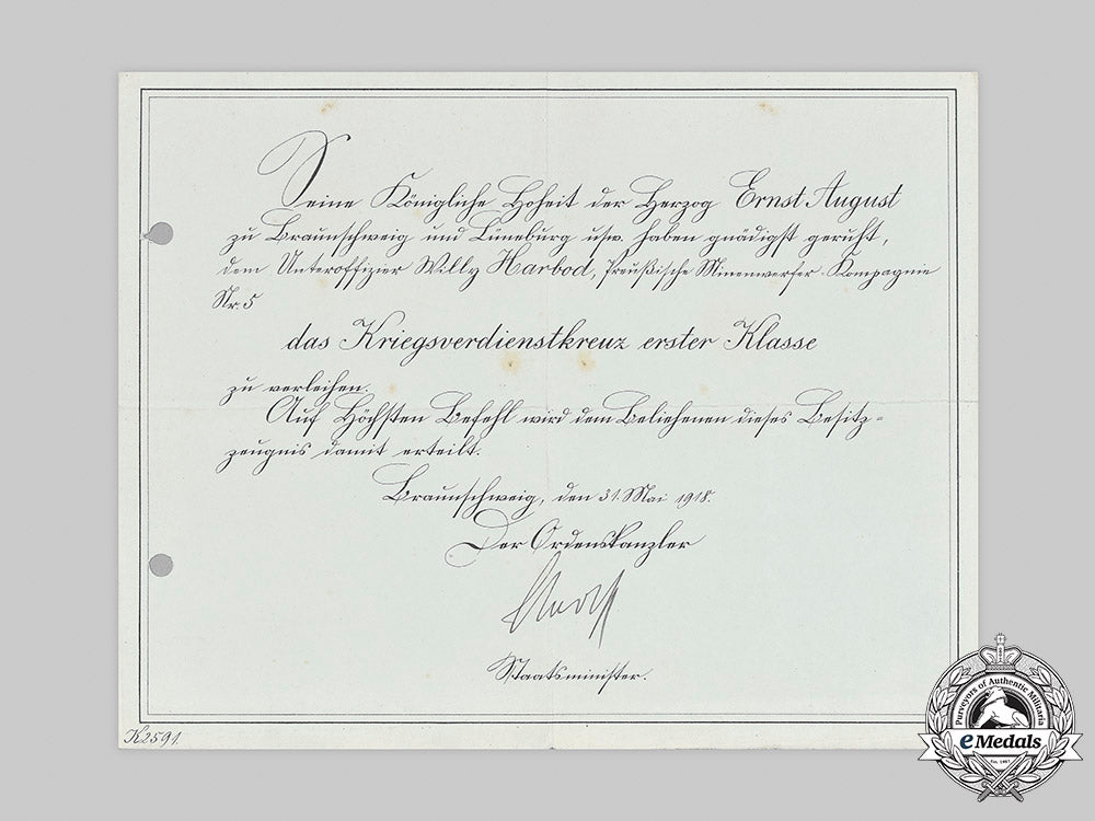 germany,_imperial._a_brunswick_war_merit_cross_i_class_certificate_to_mine_launcher_nco_harbod,1918_m20_1588_mnc0013