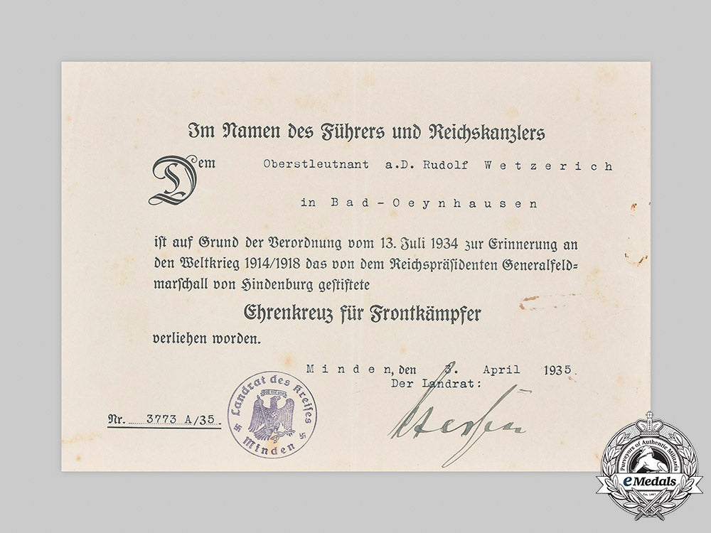 germany,_imperial._award_documents_to_regimental_commander,_oberstleutnant_wetzerich_m20_1590_mnc2718_1_1_1