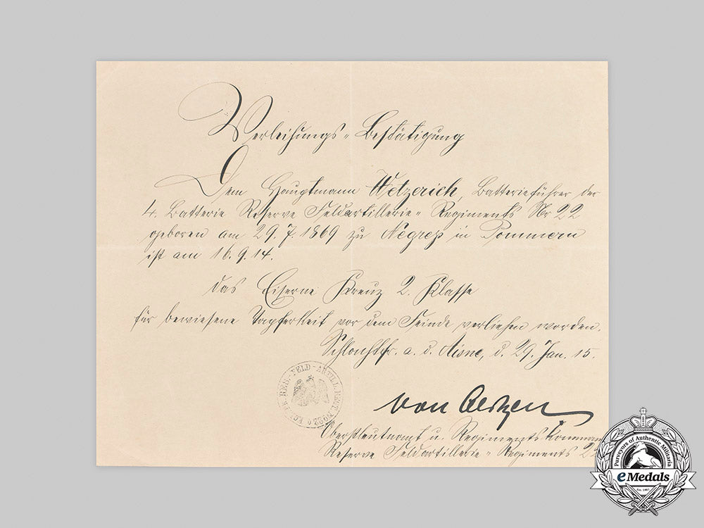 germany,_imperial._award_documents_to_regimental_commander,_oberstleutnant_wetzerich_m20_1592_mnc2722_1_1_1
