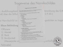 Germany, Kriegsmarine. An Official Authorization For Wearing Of The Narvik Shield, 1940