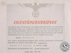 Germany, Rmbo. An Owner’s Certificate For Previously Dispossessed Property In Latvia