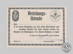 Germany, Rad. A Regional Labour Service Cap Badge Permit, 1937