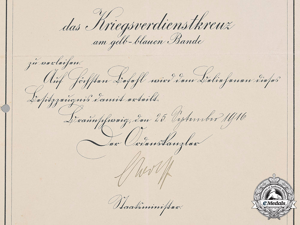 germany,_imperial._a_brunswick_war_merit_cross_certificate_to_police_constable_tölle,1916_m20_1640_mnc0018