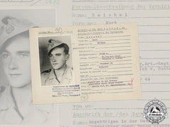 Germany, Ss. A Ss Hiag Tracing Service File For Ss-Mann Kurt Reichel