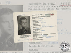Germany, Ss. A Ss Hiag Tracing Service File For Ss-Sturmmann Rudolf Schön
