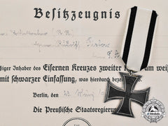 Germany, Imperial. A 1914 Iron Cross Ii Class For Non-Combatants, With Document, To Rudolf Ristow