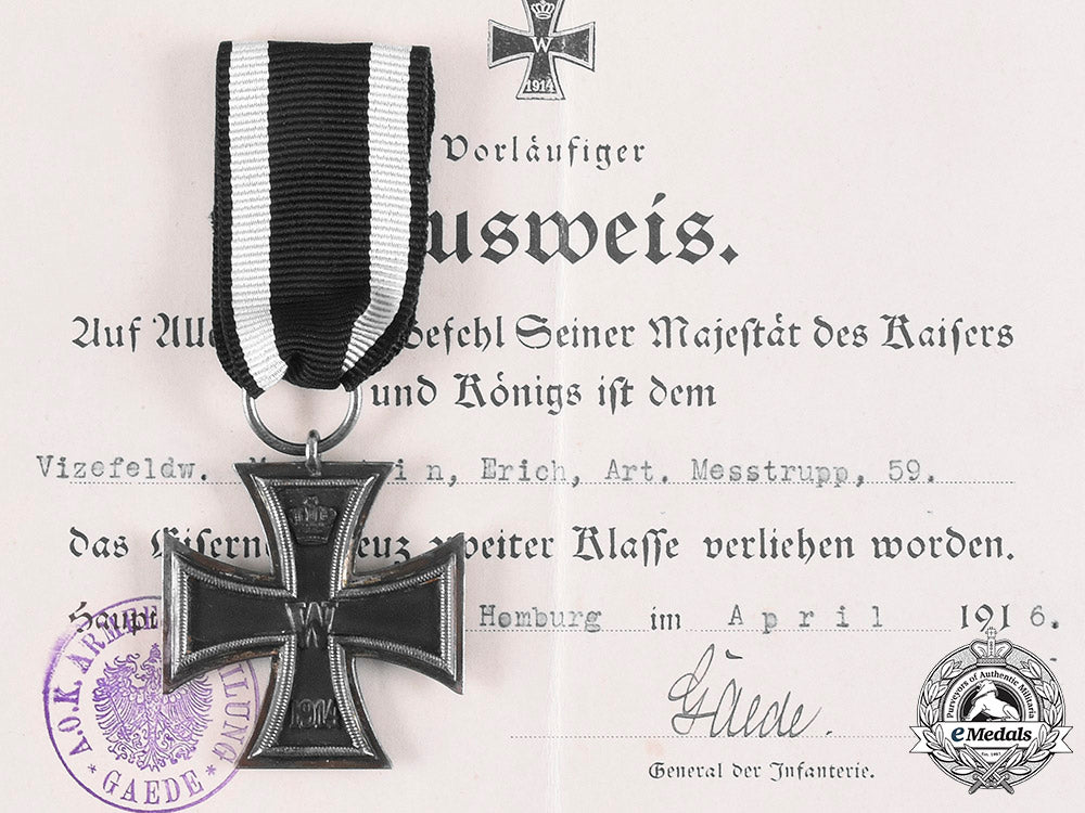 germany,_imperial._a1914_iron_cross_ii_class_with_award_document_to_vice_sergeant_erich_martin_m20_227_emd7106