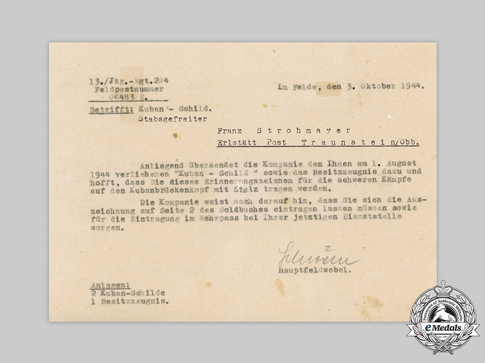 germany,_heer._a_pair_of_award_documents_for_a_kuban_shield_to_stabsgefreiter_franz_strohmeyer,_jäger-_regiment204_m20_2290dsc_3086_2__1