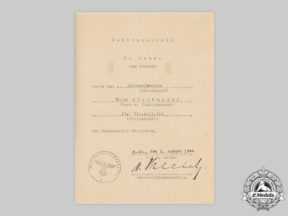 germany,_heer._a_pair_of_award_documents_for_a_kuban_shield_to_stabsgefreiter_franz_strohmeyer,_jäger-_regiment204_m20_2291dsc_3086_2__1