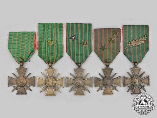 france,_iii_republic._a_first_war_lot_of_five_war_crosses1914-1918_m20_2757_mnc6152_1