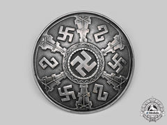 A Decorative Runic Brooch In Silver