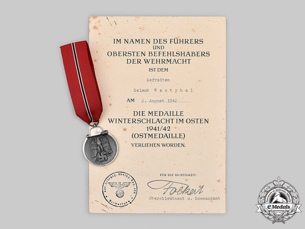 germany,_wehrmacht._an_eastern_front_medal_with_document,_to_gefreiter_helmut_westphal_m20_3188m20_3161_mnc9820