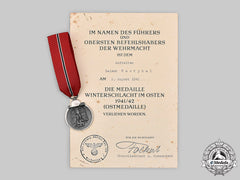 Germany, Wehrmacht. An Eastern Front Medal With Document, To Gefreiter Helmut Westphal
