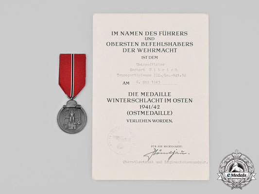 germany,_luftwaffe._an_eastern_front_medal_and_award_document_to_unteroffizier_ulbrich_m20_3463_mnc2124