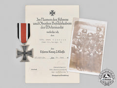 Germany, Luftwaffe. An Iron Cross Second Class And Award Document To  Unteroffizier Ernst Ulbrich