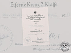 Germany, Heer. A 1939 Iron Cross Ii Class Award Document To Gefreiter Alfred Franz