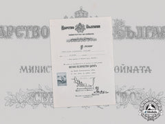 Germany, Third Reich. A Bulgarian First War Medal Document To Sergeant Schumacher, 1940