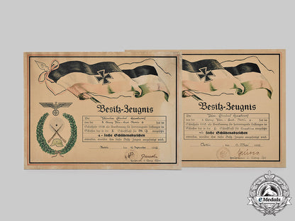 germany,_heer._two_marksmanship_certificates_on_wooden_support_to_pionier_harborth,1935_m20_526m19_17418_1_1