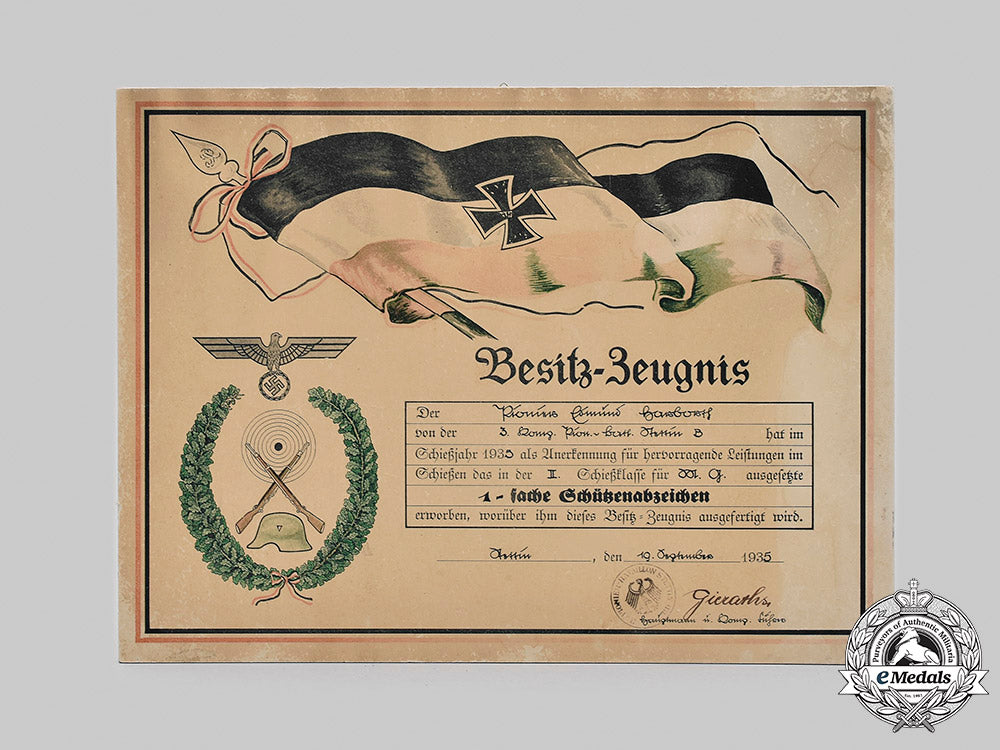 germany,_heer._two_marksmanship_certificates_on_wooden_support_to_pionier_harborth,1935_m20_527_mnc7370_1_1