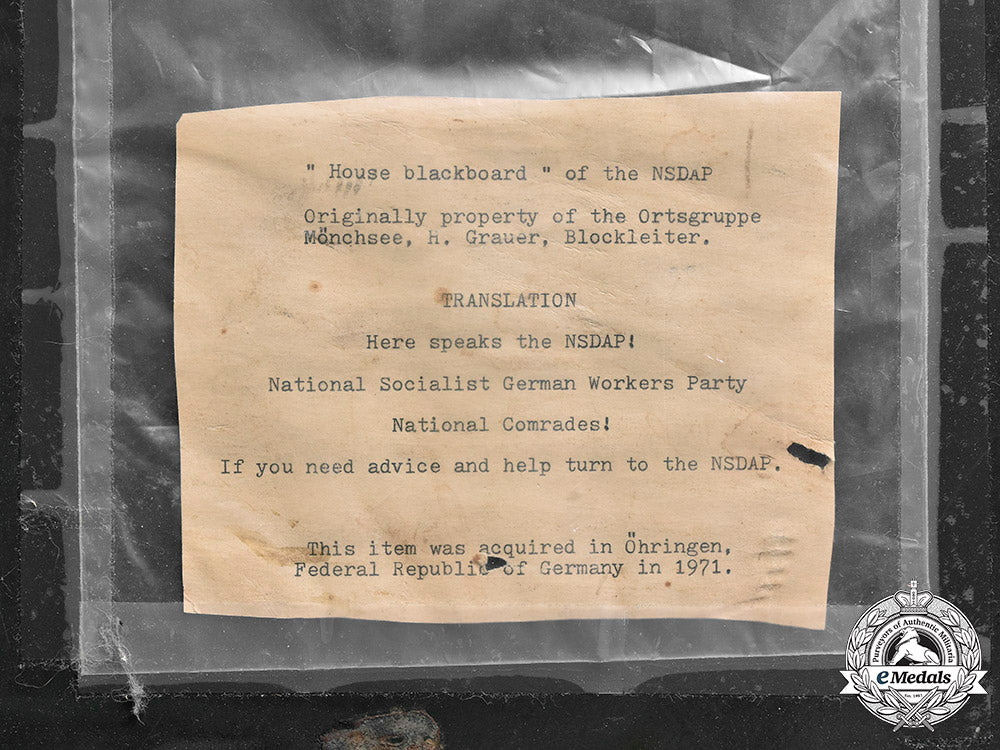 Germany, Nsdap. A Nsdap Party Announcement Sign, C.1935 – eMedals