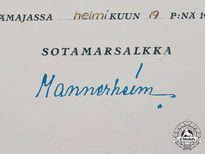 finland,_republic._an_award_document_for_a_finnish_cross_of_liberty,_iii_class_with_swords,_with_mannerheim_signature_m20_684_mnc2114_1