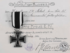 Germany, Imperial. A 1914 Iron Cross Ii Class By Wagner With Award Document To Unteroffizier D. R. Nokel