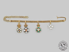 France, Republic. A Fine 19Th Century Diplomatic White Falcon Miniature Chain In Gold
