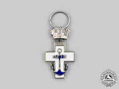 Spain, Kingdom. An Order Of Naval Merit, I Class Cross Miniature (White Distinction, Mural Crown), C. 1920