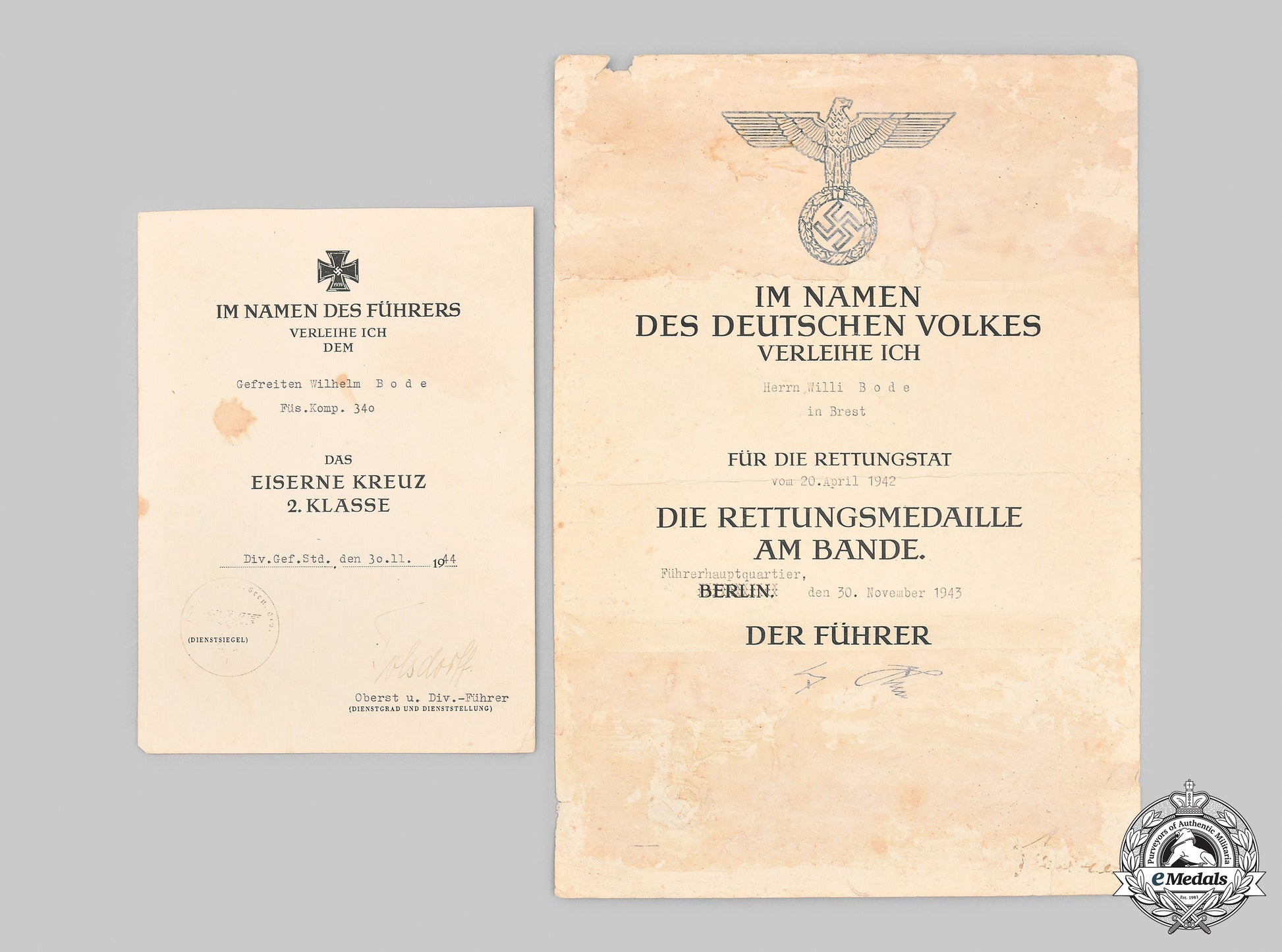 germany,_heer._an_iron_cross_ii_class&_life_saving_medal_certificate_to_gefreiter_bode_m21_0045_mnc7172