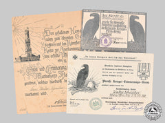 Germany, Weimar Republic. Three First War Participation Certificates To Vizefeldwebel Walter Schneider