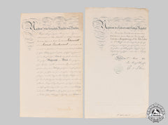 Prussia, Kingdom. Two Documents To Second Lieutenant Schmidt, Franco-Prussian War, 1867