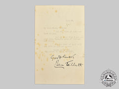 United Kingdom. A Letter From British Socialist, Trade Union Leader And Politician Benjamin Tillett To Sir Henry Fildes