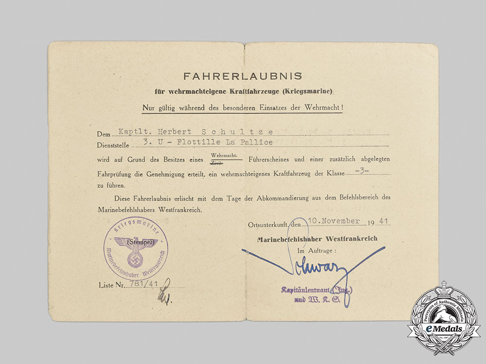 germany,_kriegsmarine._the_documents_to_u-_boat_commander_schultze(_submarine_badge_with_diamonds)_m21_182_1