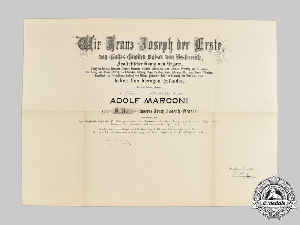 austria,_imperial._a_large_leopold_order_knight’s_cross_award_document,_signed_by_emperor_franz_joseph_m21_209