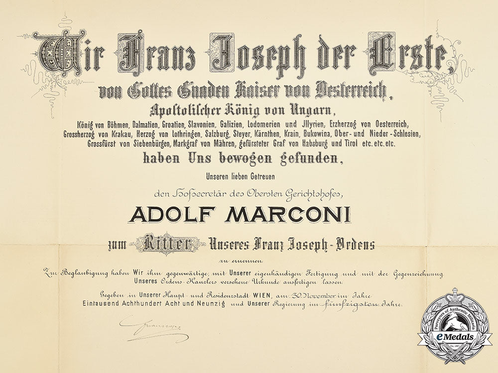 austria,_imperial._a_large_leopold_order_knight’s_cross_award_document,_signed_by_emperor_franz_joseph_m21_210